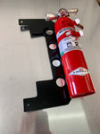 Fire extinguisher dimpled bracket